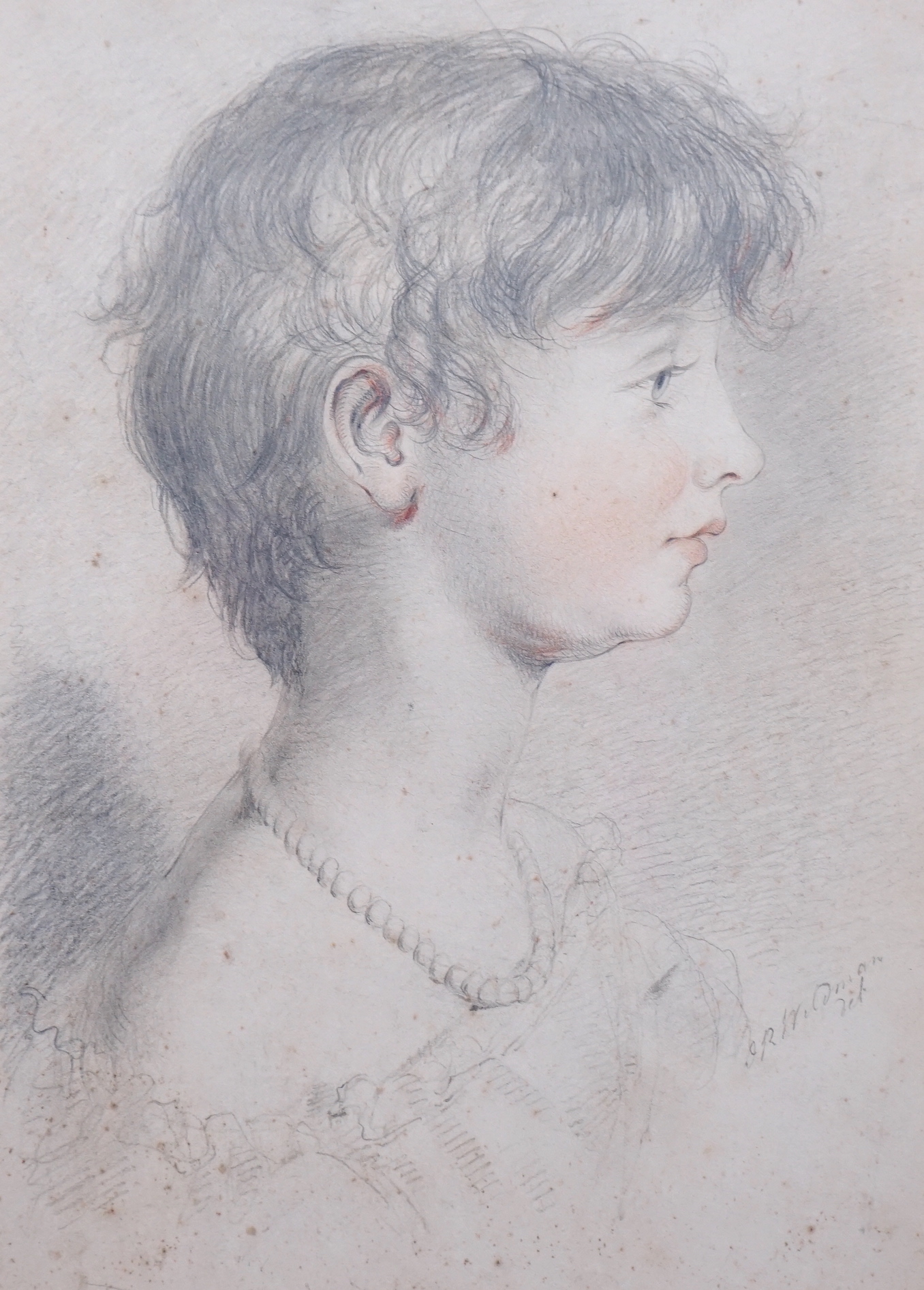 John Robert Wildman (fl.1823-1839) Family portraits of young girls, pencil and sanguine chalk on paper (6) each signed, each, 46 x 39cm